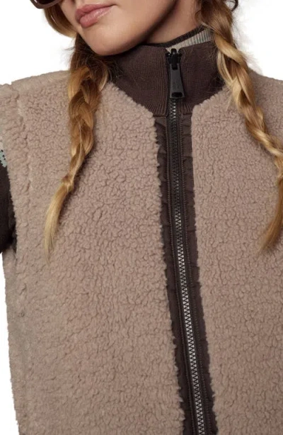 Alp N Rock Atlas Quilted & Faux Shearling Reversible Vest In Brown