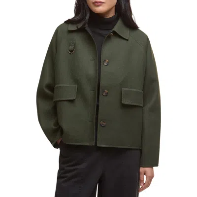 Barbour Leonie Wool Blend Overshirt In Green