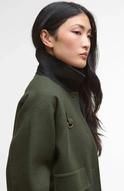 Barbour Leonie Wool Blend Overshirt In Green