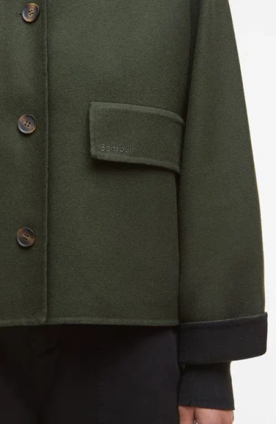 Barbour Leonie Wool Blend Overshirt In Green