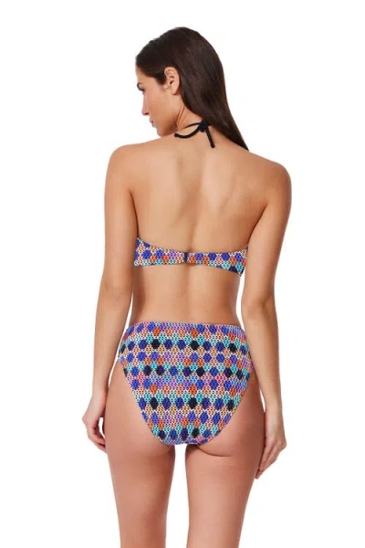 Profile By Gottex Retro Riviera Bandeau Halter Netted Crochet Bikini Top In Multi