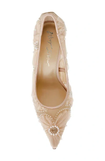 Betsey Johnson Women's Roxie Tulle Floral Applique Pumps In Neutral