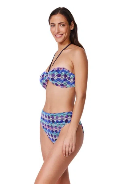 Profile By Gottex Retro Riviera Bandeau Halter Netted Crochet Bikini Top In Multi