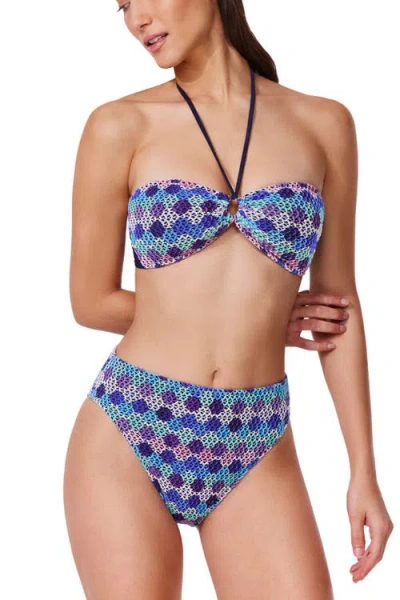 Profile By Gottex Retro Riviera Bandeau Halter Netted Crochet Bikini Top In Multi