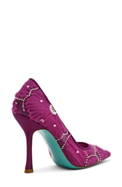 Betsey Johnson Women's Roxie Tulle Floral Applique Pumps In Purple