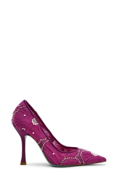 Betsey Johnson Women's Roxie Tulle Floral Applique Pumps In Purple