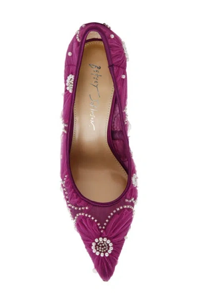 Betsey Johnson Women's Roxie Tulle Floral Applique Pumps In Purple