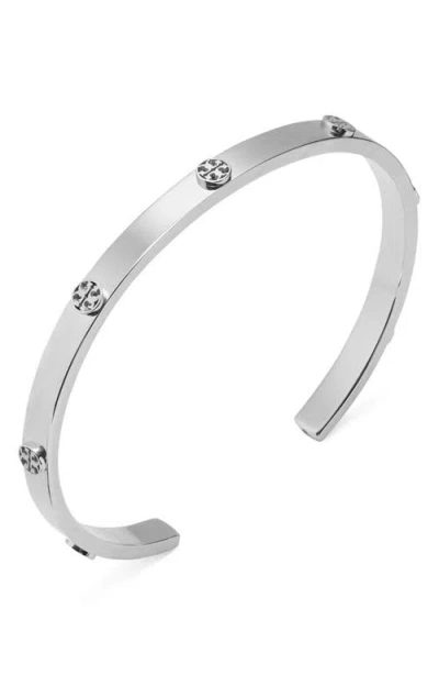 Tory Burch Miller Icon Stud Thin Cuff Bracelet In Metallic