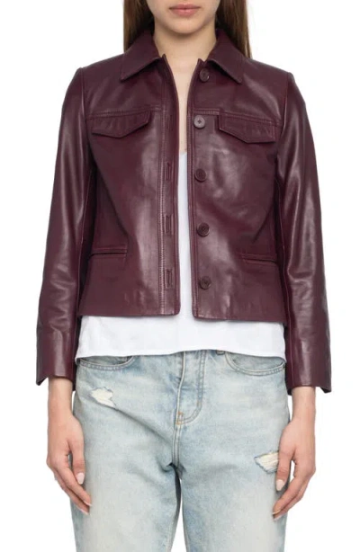 Zadig & Voltaire Button-fastening Flap-pocket Leather Jacket In Red