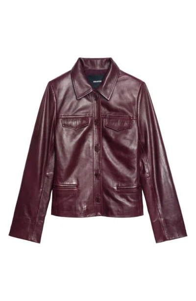 Zadig & Voltaire Button-fastening Flap-pocket Leather Jacket In Red