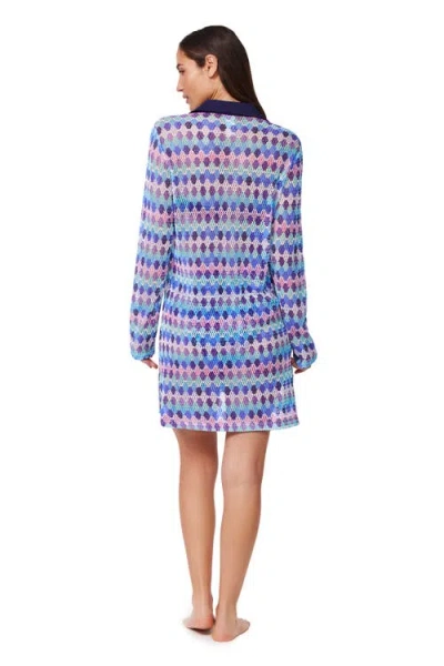 Profile By Gottex Retro Riviera Netted Crochet Buttoned Tunic Cover-up In Multi