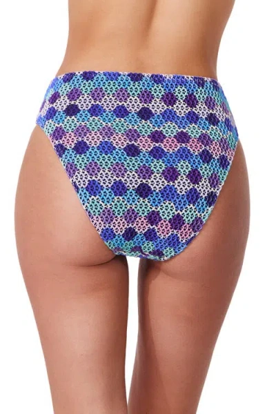 Profile By Gottex Retro Riviera High Waist Netted Crochet Swim Bottom In Blue