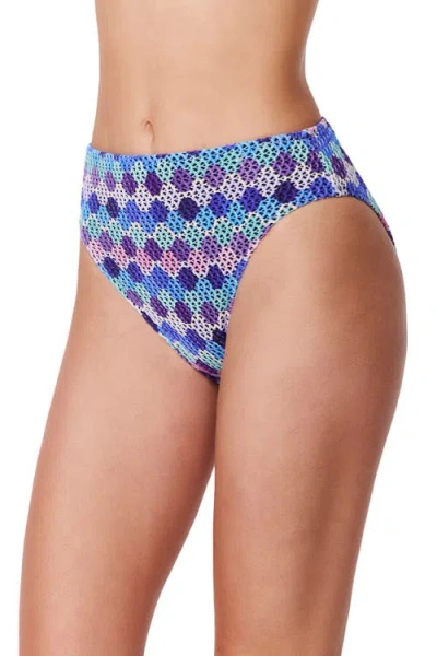 Profile By Gottex Retro Riviera High Waist Netted Crochet Swim Bottom In Blue