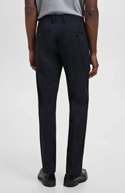 Mango Slim Fit Flat Front Pants In Blue