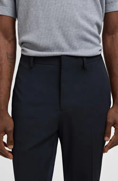 Mango Slim Fit Flat Front Pants In Blue