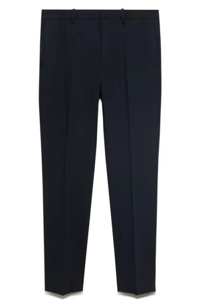 Mango Slim Fit Flat Front Pants In Blue