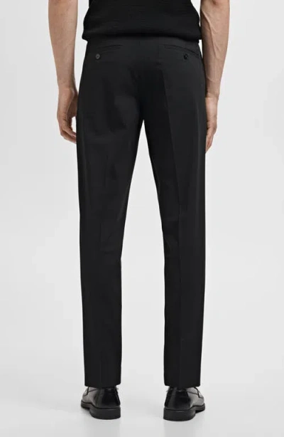 Mango Slim Fit Flat Front Pants In Black