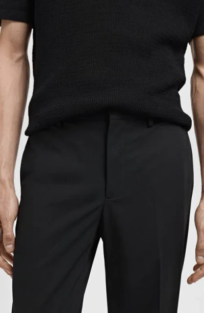 Mango Slim Fit Flat Front Pants In Black