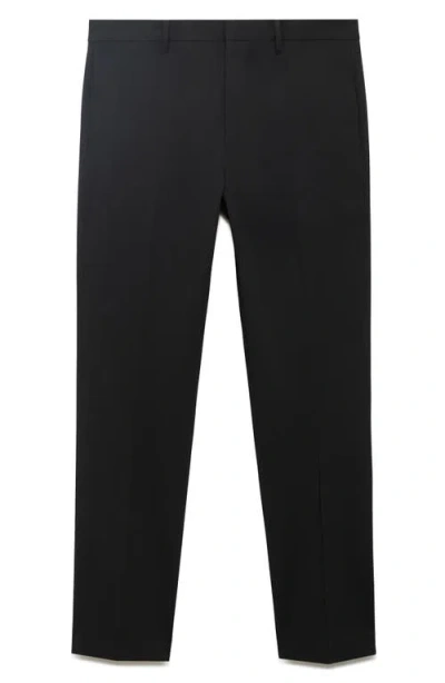 Mango Slim Fit Flat Front Pants In Black