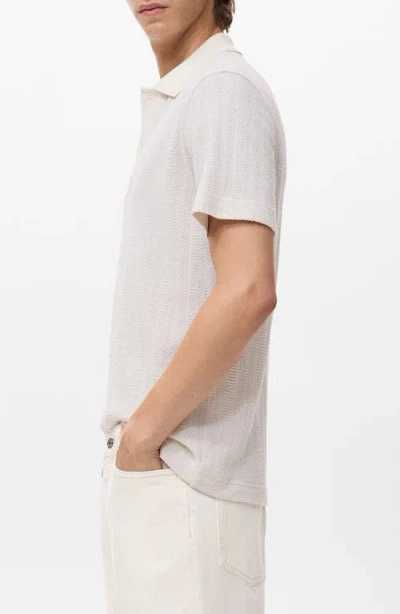Mango Regular Fit Openwork Polo In Neutral