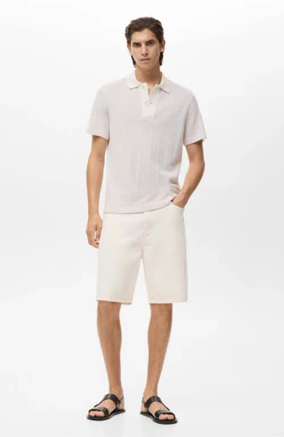 Mango Regular Fit Openwork Polo In Neutral