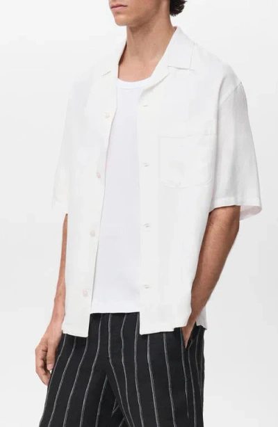 Mango Regular Fit Camp Shirt In White