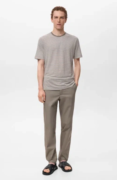 Mango Men's Striped Slim-fit Linen T-shirt In Brown