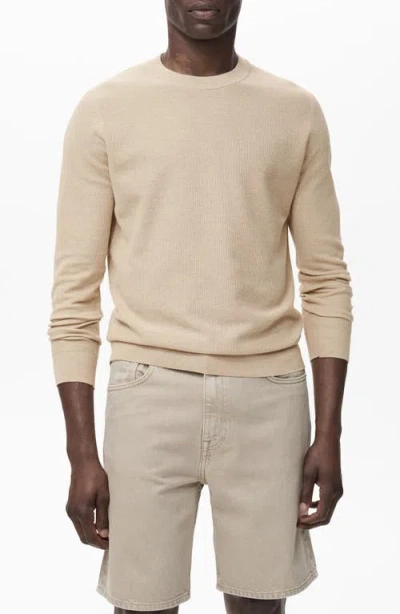 Mango Men's Microstructure Cotton Knitted Sweater In Neutral