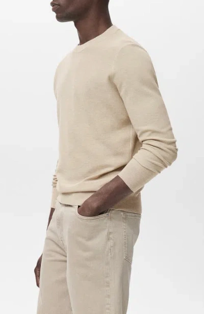 Mango Men's Microstructure Cotton Knitted Sweater In Neutral