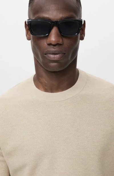 Mango Men's Microstructure Cotton Knitted Sweater In Neutral