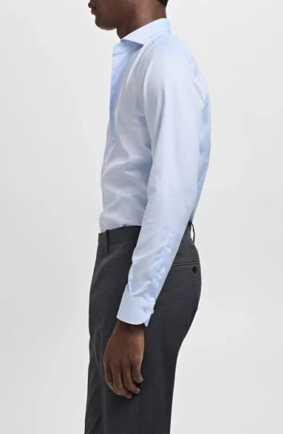 Mango Slim Fit Structured Cotton Button-up Shirt In Blue