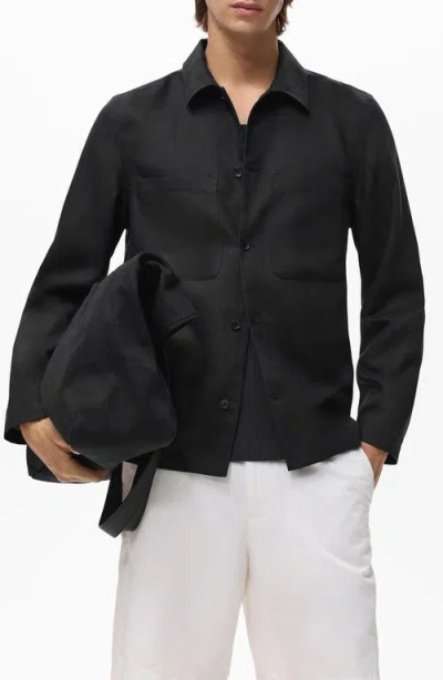 Mango Men's Linen-blend Pockets Jacket In Black
