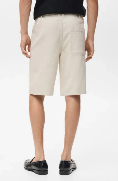 Mango Textured Drawstring Shorts In Neutral