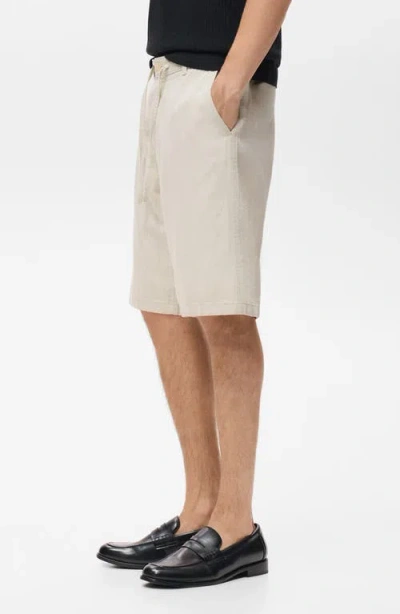 Mango Textured Drawstring Shorts In Neutral