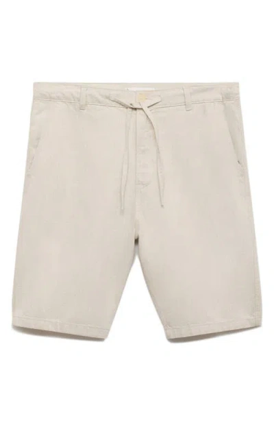Mango Textured Drawstring Shorts In Neutral