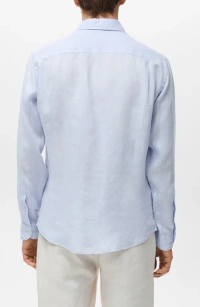 Mango Regular Fit Linen Button-up Shirt In Blue