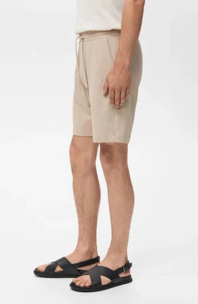 Mango Drawstring Cotton Bermuda Short In Neutral