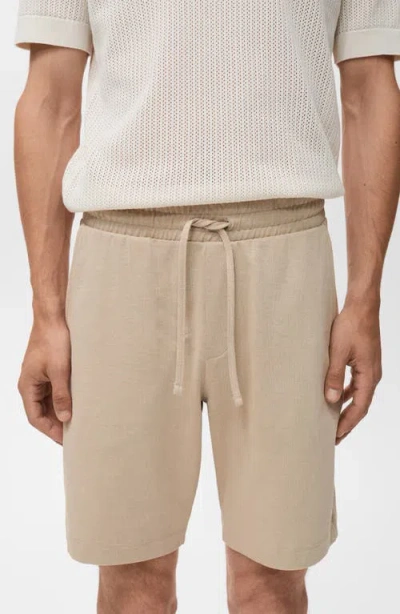 Mango Drawstring Cotton Bermuda Short In Neutral