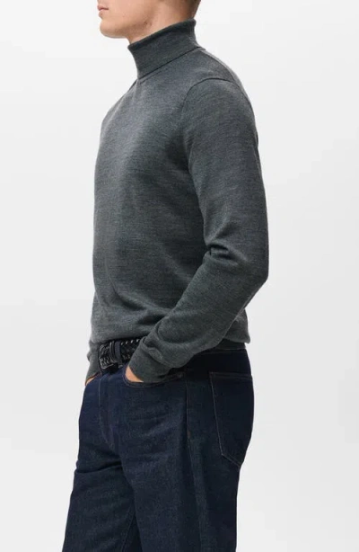 Mango Turtleneck Wool Sweater In Gray