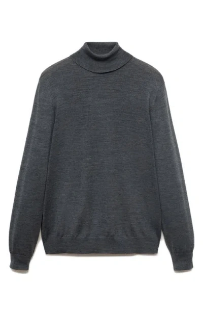 Mango Turtleneck Wool Sweater In Gray
