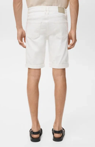 Mango Slim Fit Flat Front Bermuda Chino Shorts In White