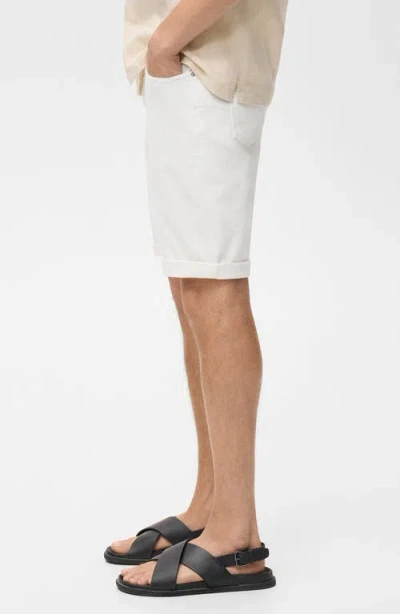 Mango Slim Fit Flat Front Bermuda Chino Shorts In White