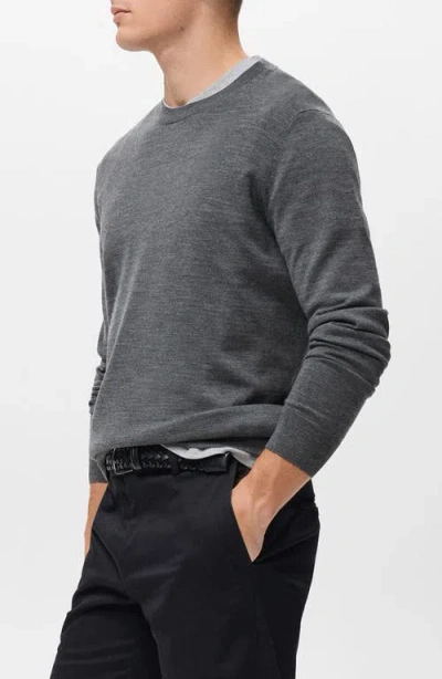 Mango Crewneck Wool Sweater In Gray