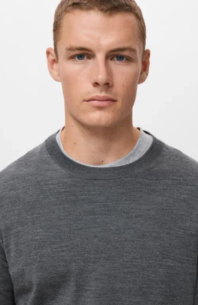 Mango Crewneck Wool Sweater In Gray