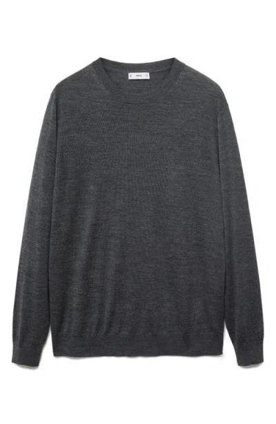 Mango Crewneck Wool Sweater In Gray