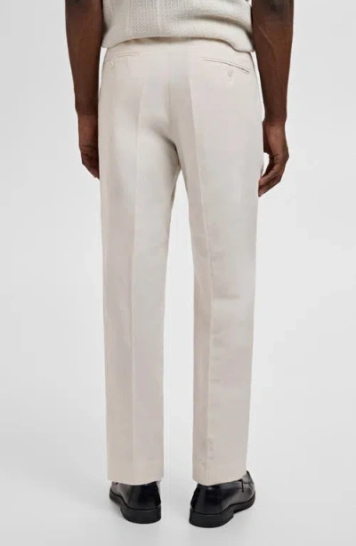 Mango Men's Pleated Linen Lyocell Pants In Neutral