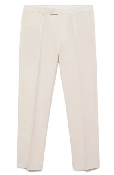 Mango Men's Pleated Linen Lyocell Pants In Neutral