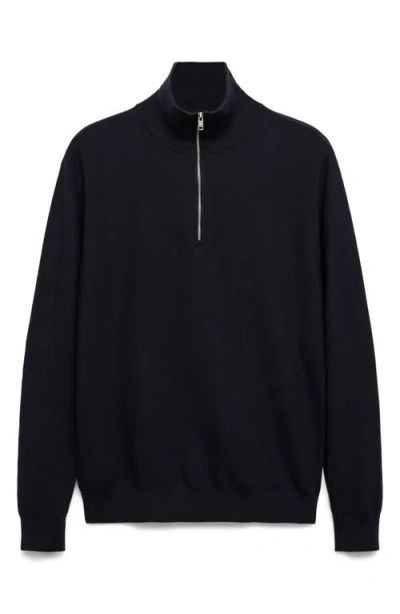 Mango Men's Zipper Collar Microstructure Sweater In Blue
