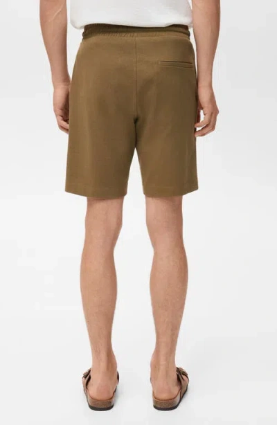 Mango Drawstring Cotton Bermuda Short In Brown