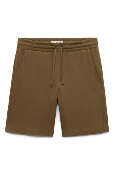 Mango Drawstring Cotton Bermuda Short In Brown